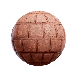 Red stone slab wall